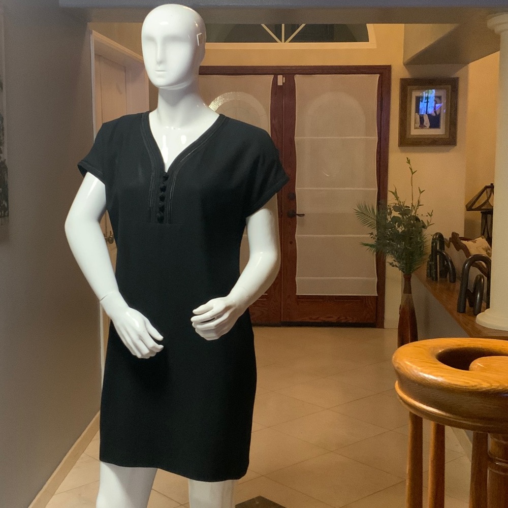 Vintage Jones New York Black Mini Dress with Button Accents